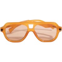 ORANGE FRAMED DOUBLE BRIDGE SUNGLASSES WITH YELLOW TINTED LENSES