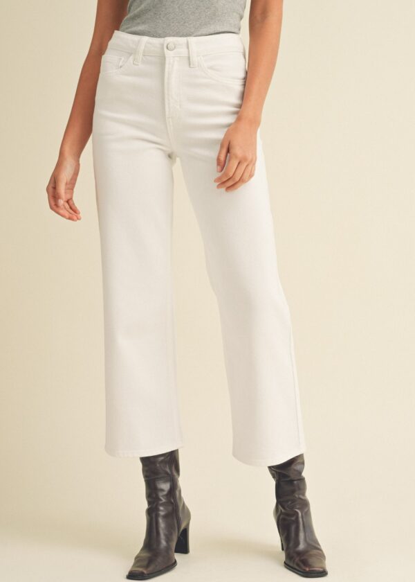 WHITE SLIM WIDE LEG JEANS