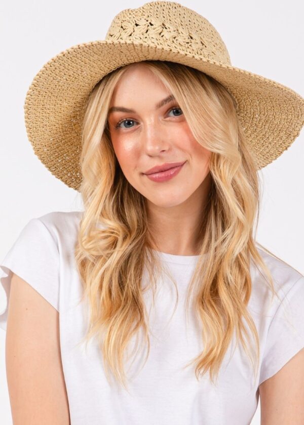 IVORY BRAIDED STRAW SUN HAT