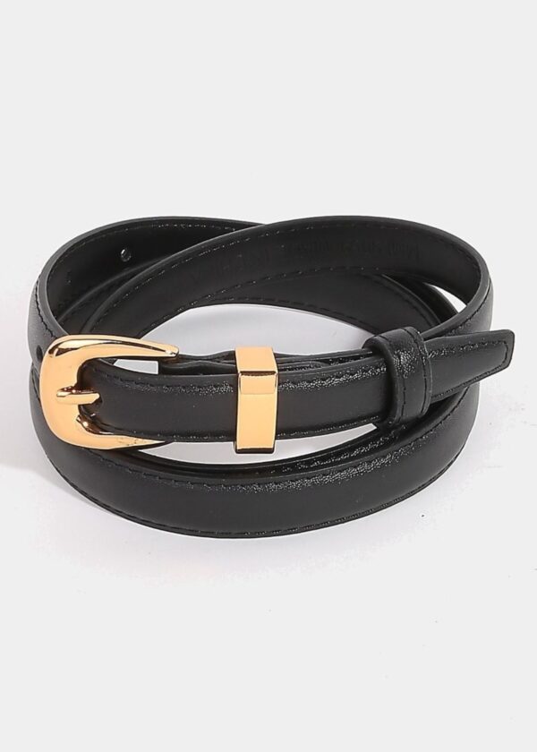 BLACK FAUX LEATHER THIN BELT