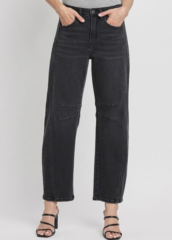 BLACK BARREL LEG JEANS