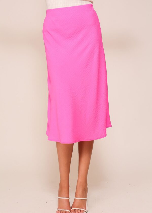 PINK CREPE MIDI SKIRT