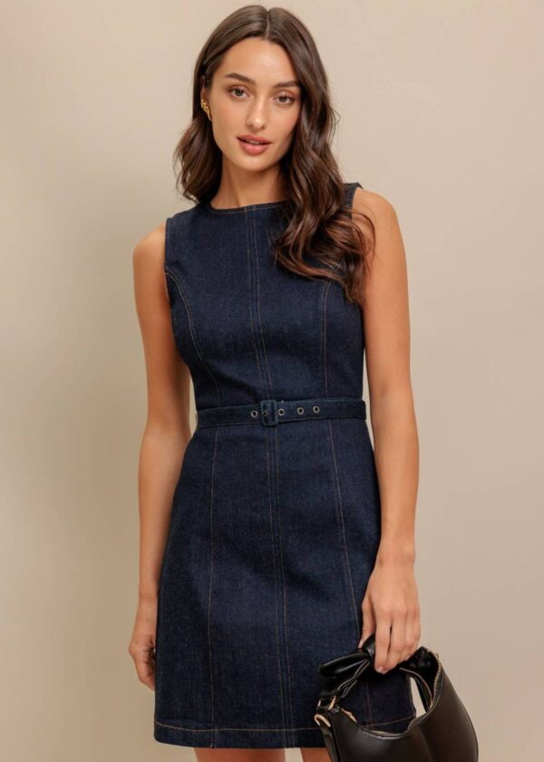 DARK WASH DENIM MINI DRESS