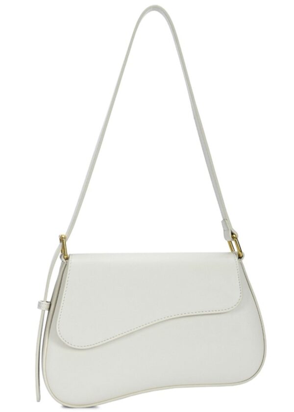 IVORY FAUX LEATHER ASYMMETRICAL SHOULDER PURSE