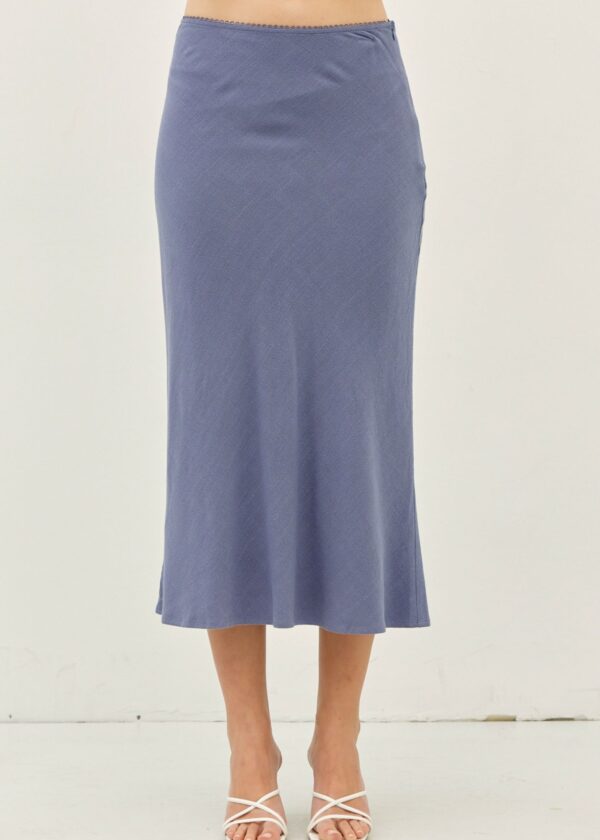 SLATE BLUE LINEN MIDI SKIRT