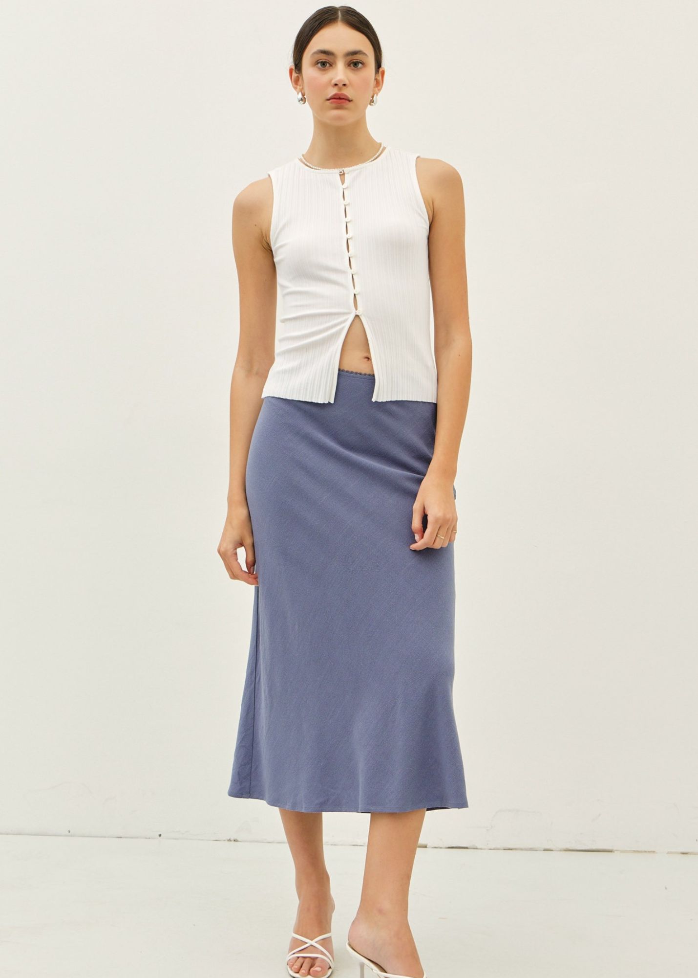 SHIRLEY LINEN MIDI SKIRT