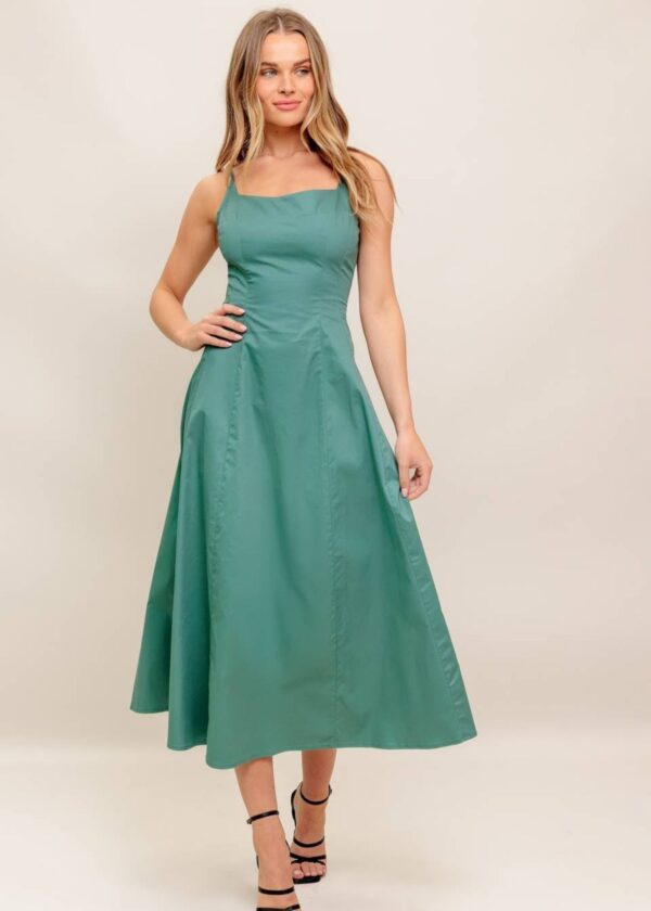TEAL GREEN A-LINE MIDI DRESS