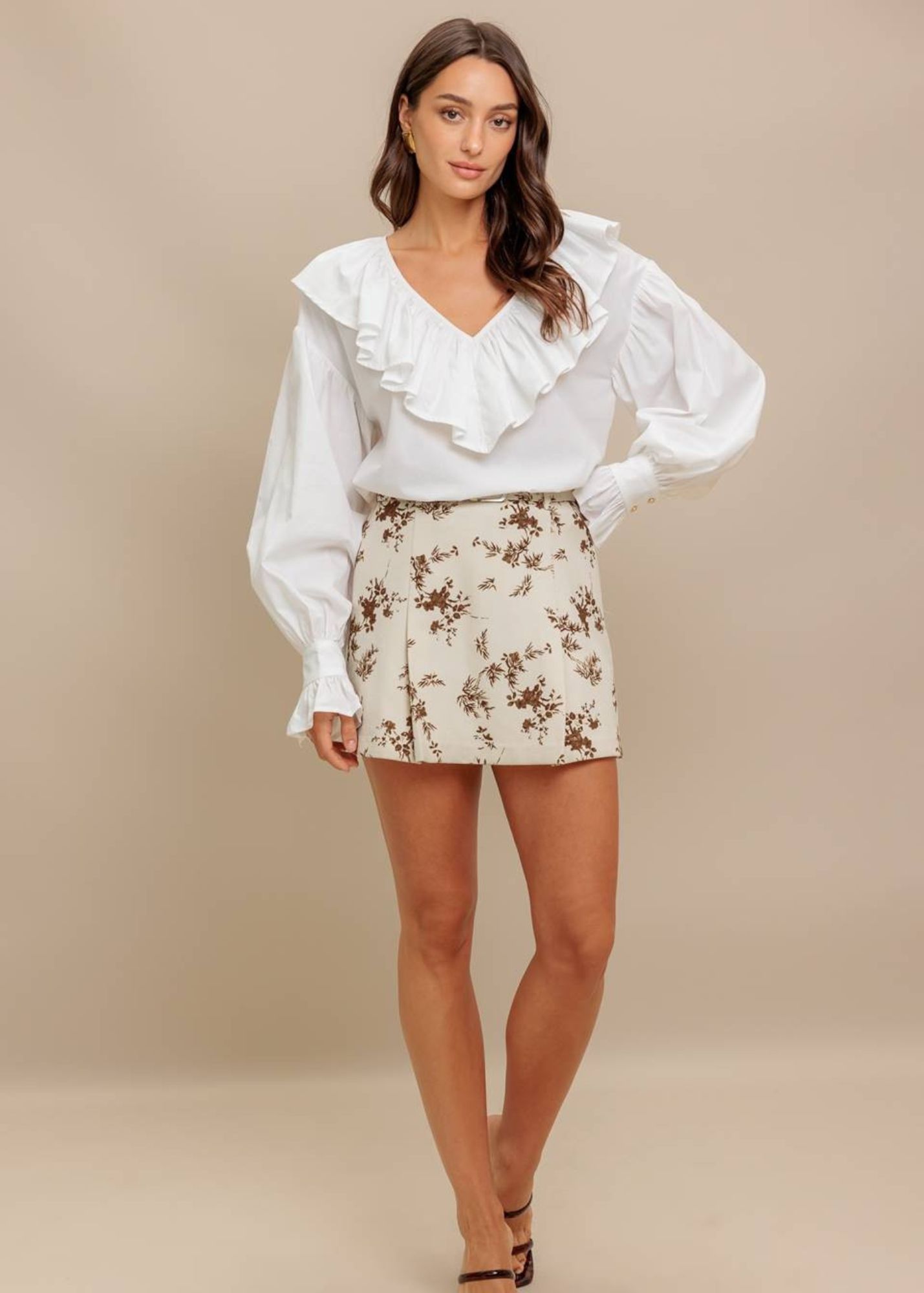 ESTHER BELTED FLORAL SKORT