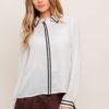 KIM CONTRAST STRIPE BUTTON UP TOP