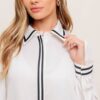 KIM CONTRAST STRIPE BUTTON UP TOP