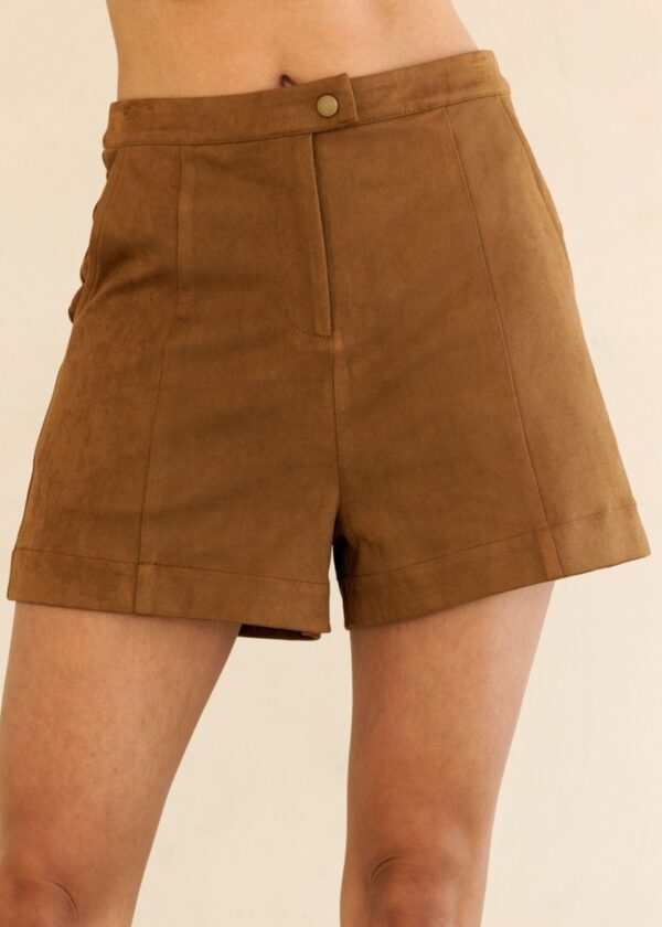 CAMEL BROWN FAUX SUEDE SHORTS