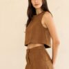 CAROLINE FAUX SUEDE CROP TOP