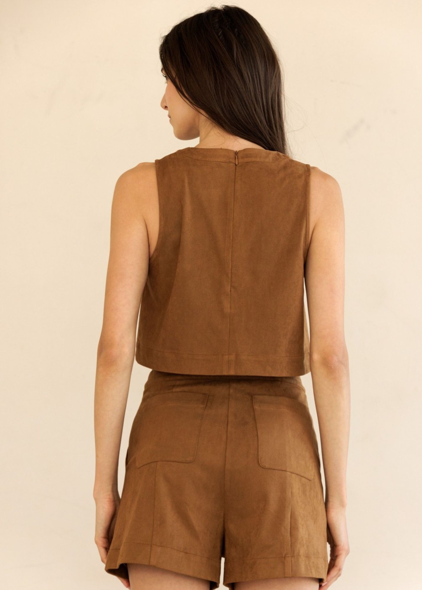 CAROLINE FAUX SUEDE CROP TOP