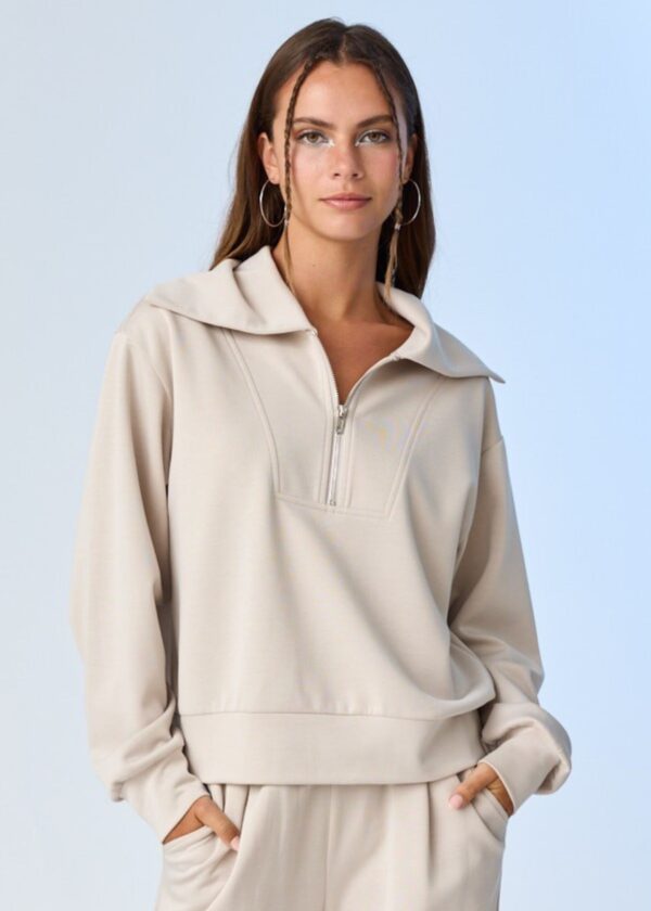 STONE GREY QUARTER ZIP SWEATSHIRT