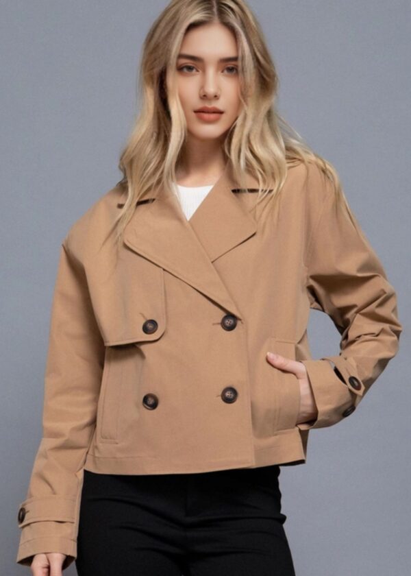 KHAKI CROPPED TRENCH COAT