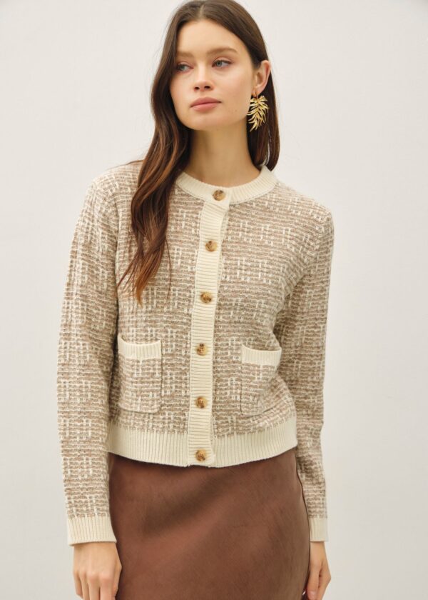 TAUPE TWEED CARDIGAN