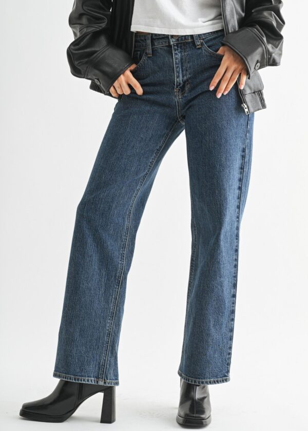 DARK WASH STRAIGHT LEG JEANS