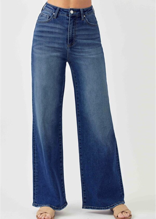 DARK WASH FLARE LEG JEANS