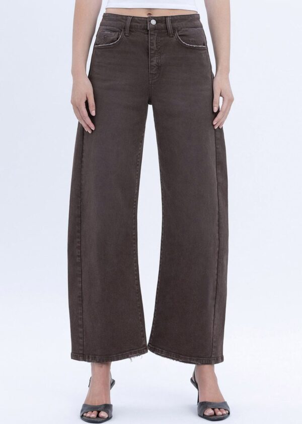 BROWN BARREL LEG JEANS