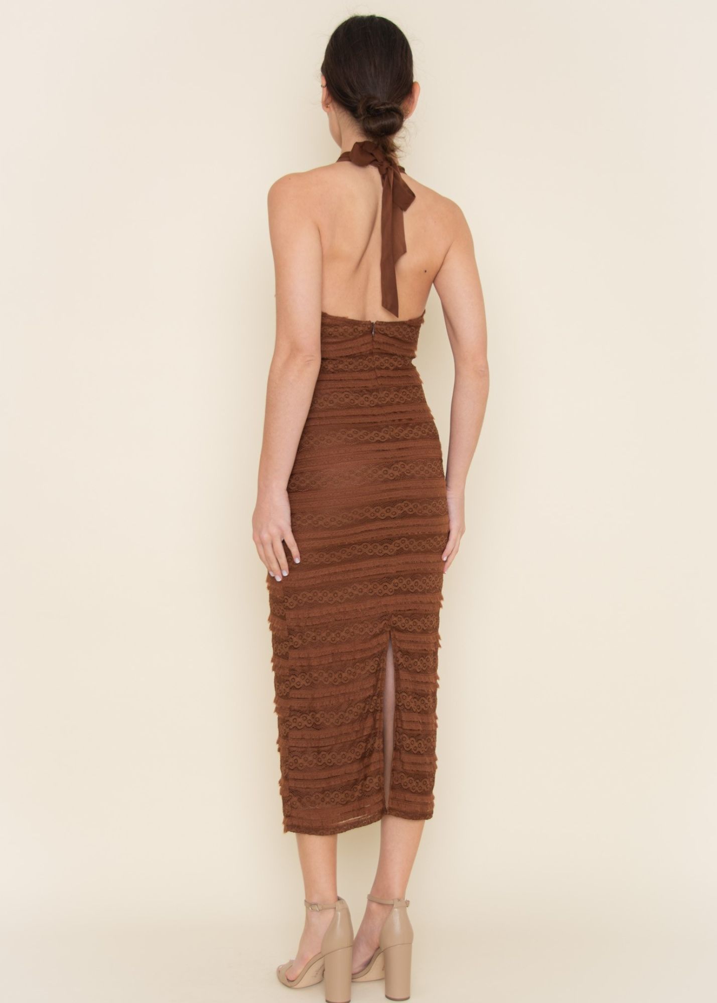 MONICA HALTER LACE MIDI DRESS