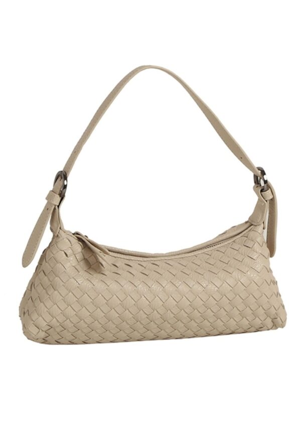 TAUPE FAUX LEATHER WOVEN PURSE