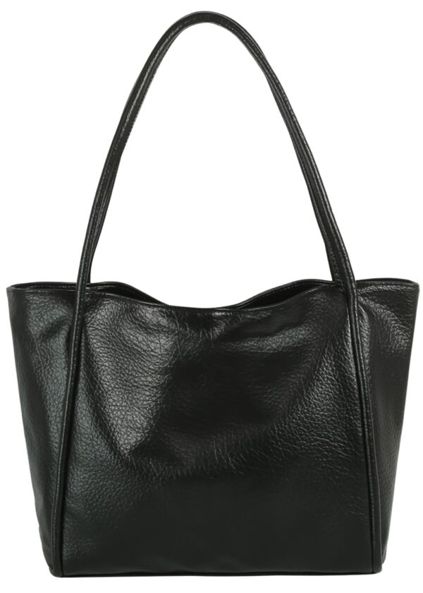 BLACK FAUX LEATHER TOTE BAG