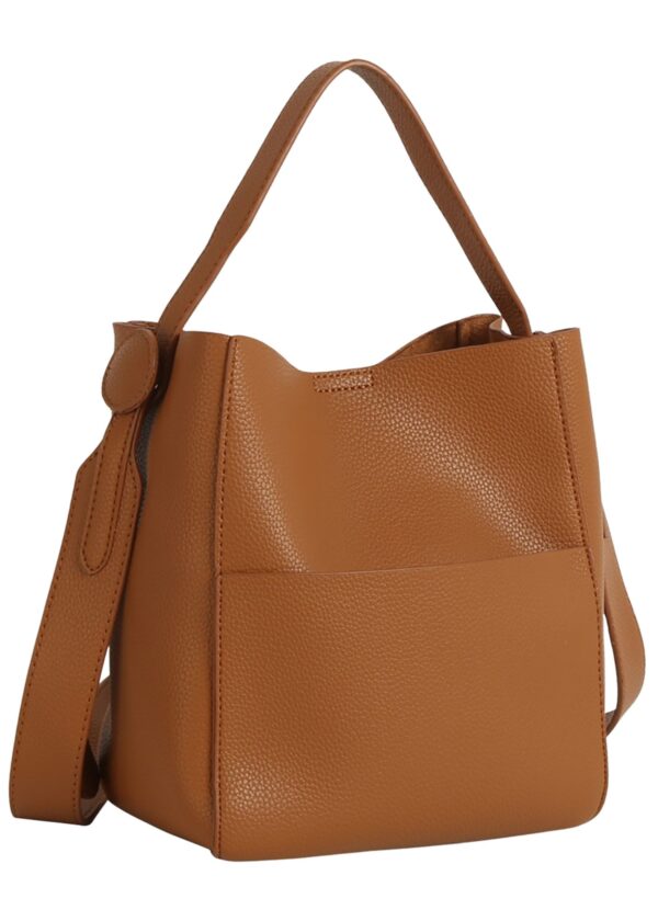 BROWN FAUX LEATHER TOTE BAG