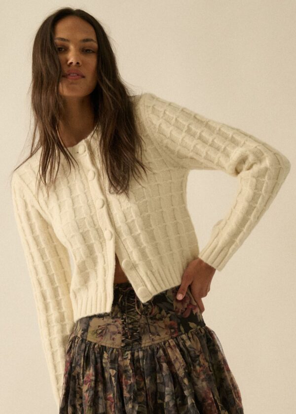 CREAM CABLE KNIT CARDIGAN