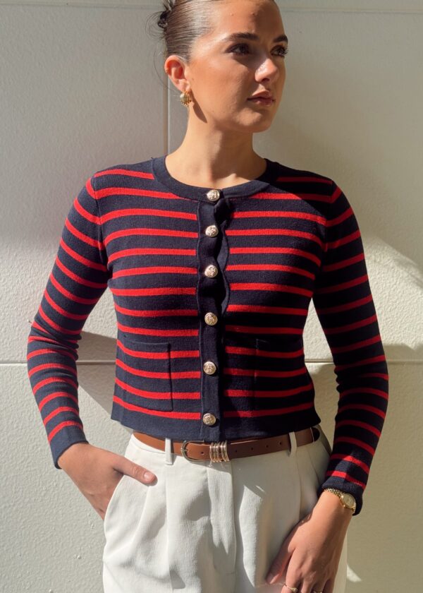 ERICA CROPPED STRIPE CARDIGAN