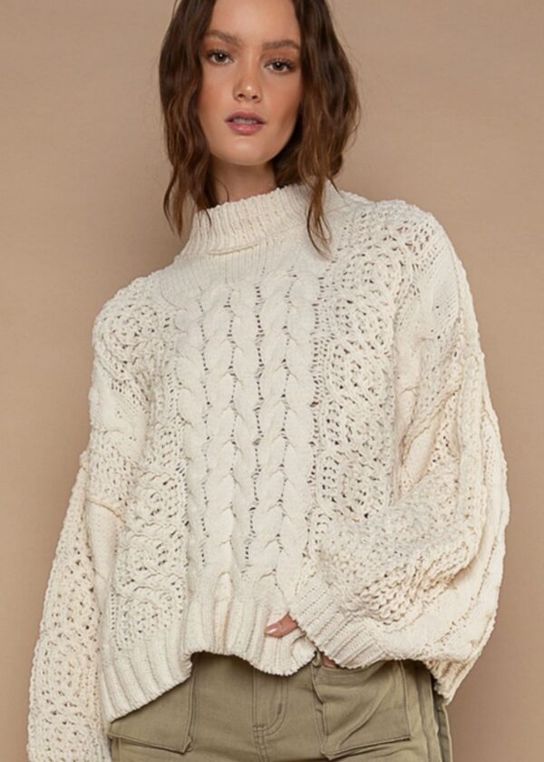 CREAM CABLE KNIT SWEATER