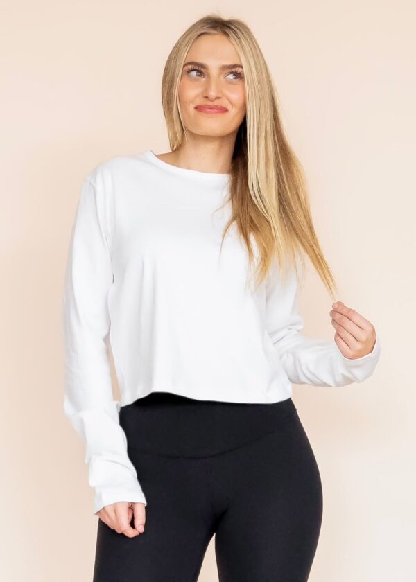 OFF WHITE LONG SLEEVE CROP TOP