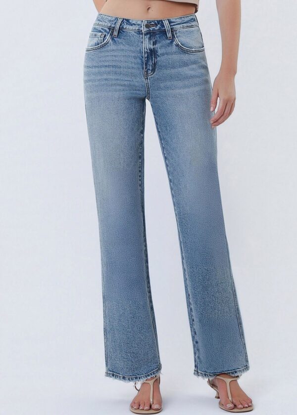LIGHT WASH SLIM WIDE LEG JEANS