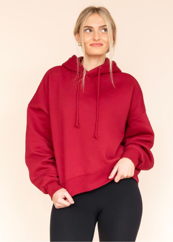 RED HOODED SWEATSHIRT