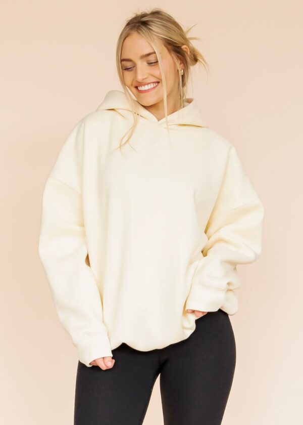 CREAM FLEECE SWEATSHIRT WITH HOOD